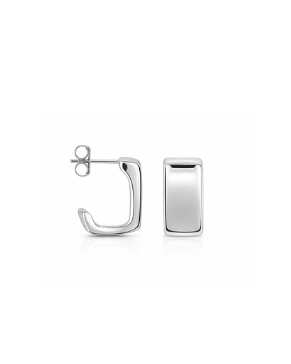Huggie Square Hoops Silver