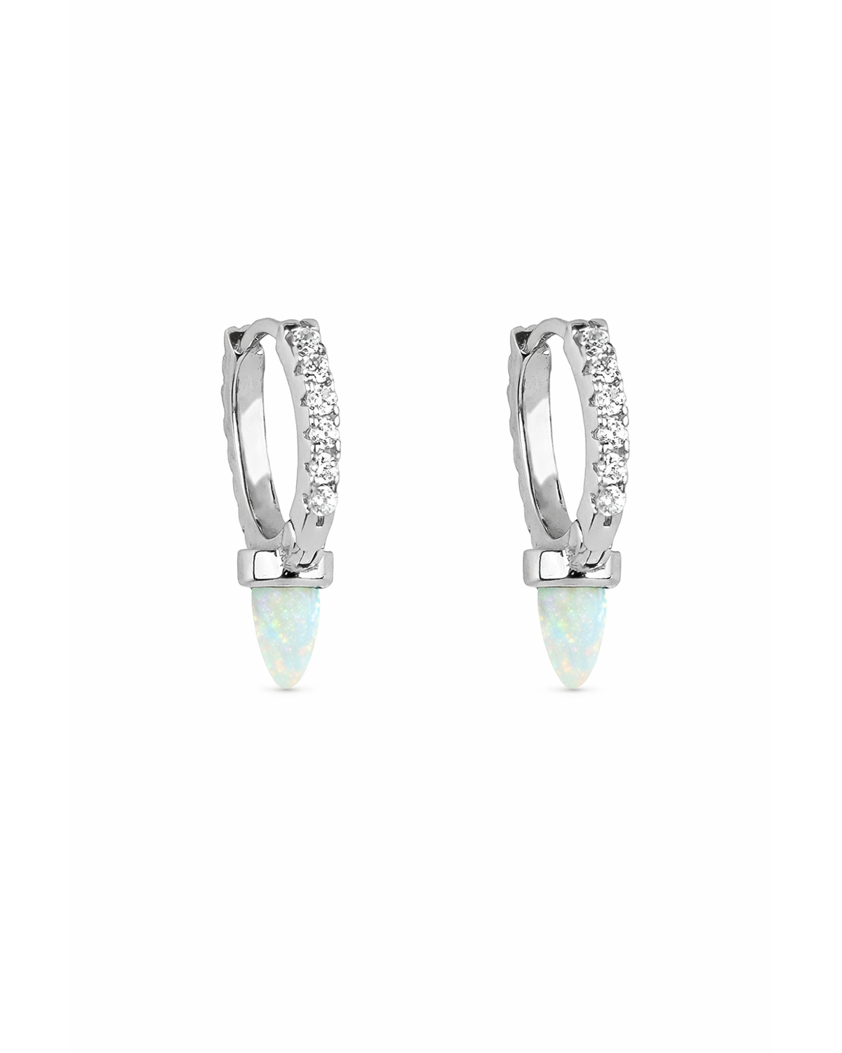 Cz opal hoops silver