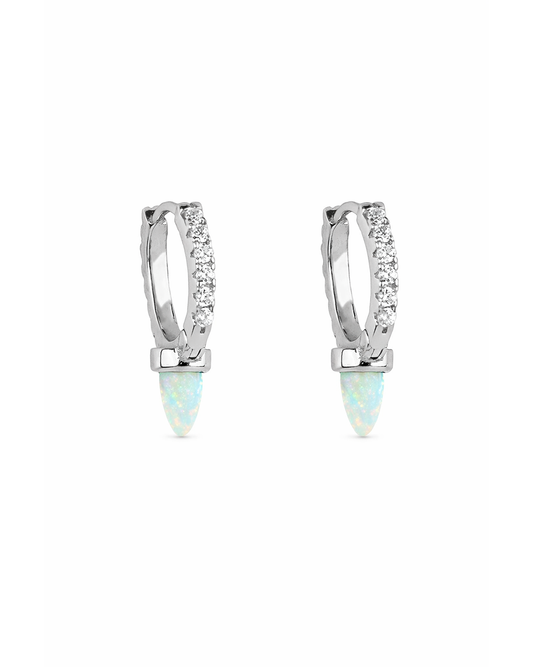 Cz opal hoops silver