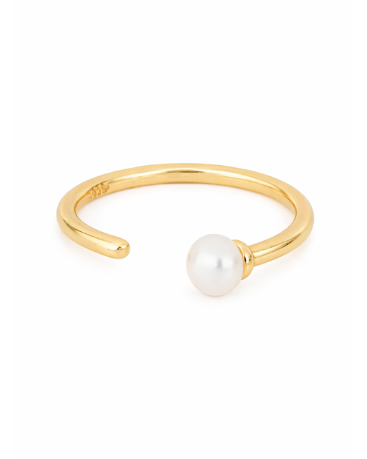 Open Pearl Ring Gold