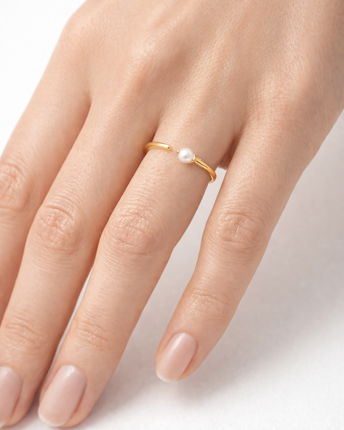 Open Pearl Ring Gold