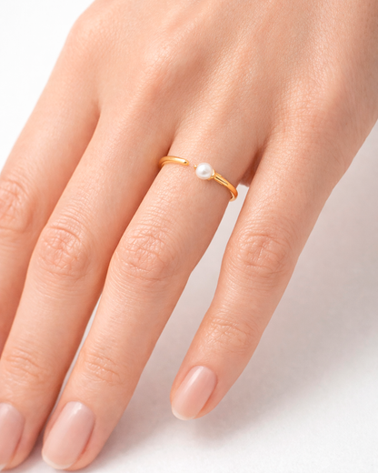 Open Pearl Ring Gold
