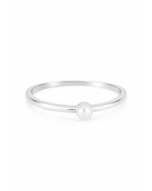 Perlenring Silber