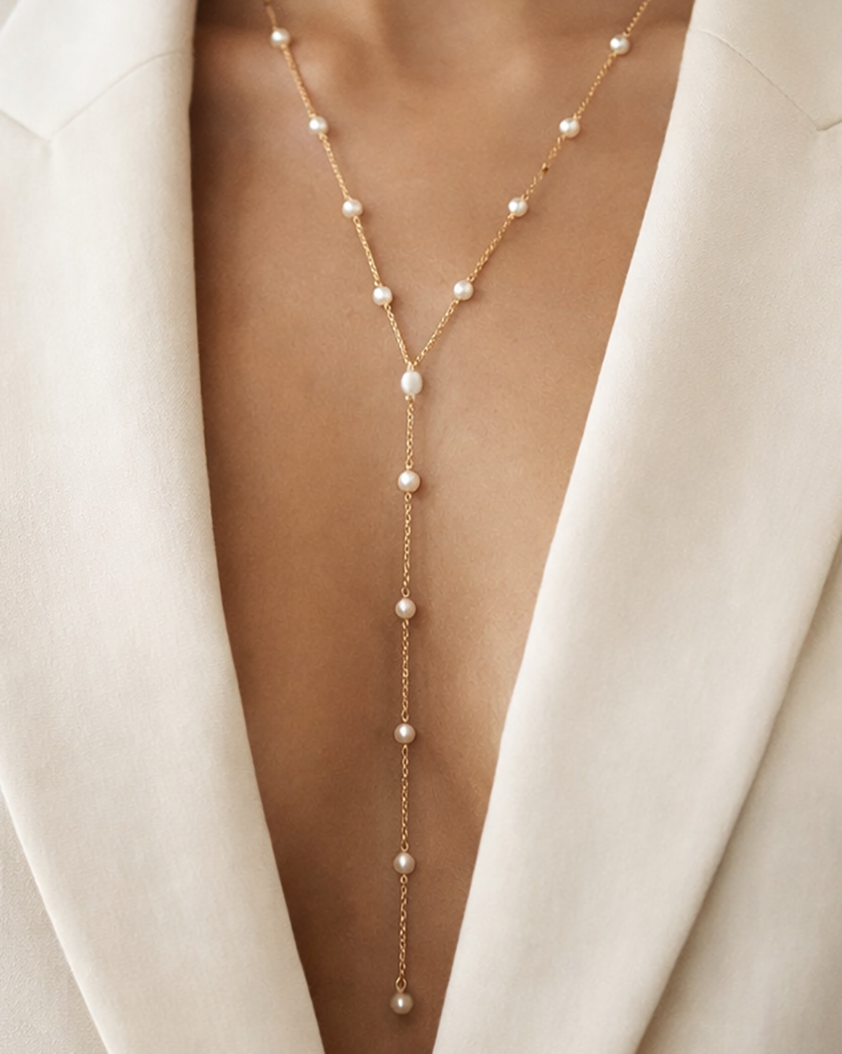 Pearl Lariat Gold