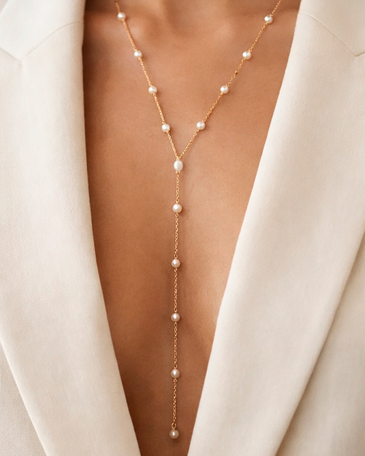 Pearl Lariat Gold