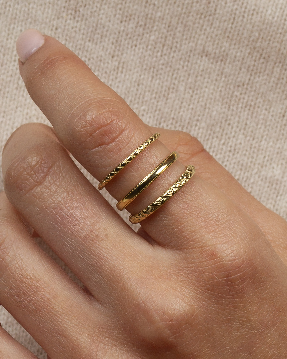 Set of Three Band Rings Gold
