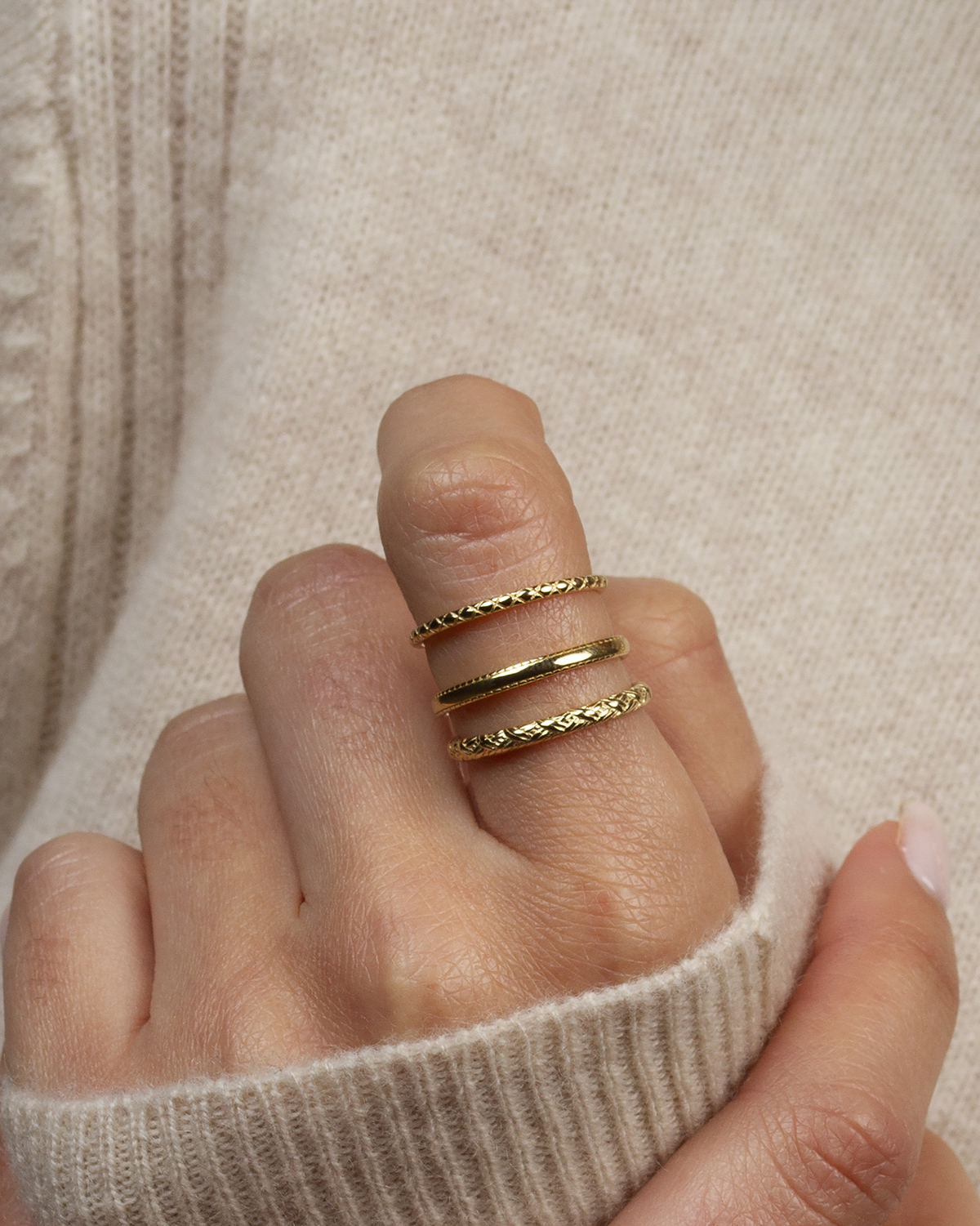 Set of Three Band Rings Gold