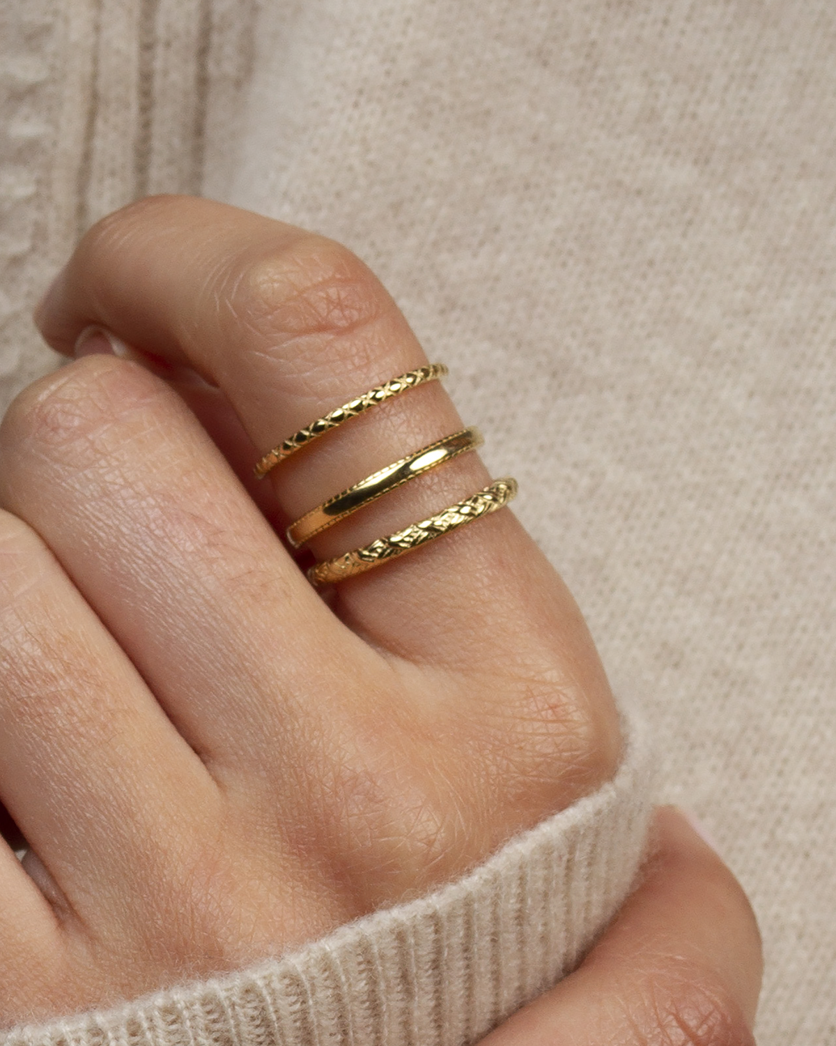 Set of Three Band Rings Gold