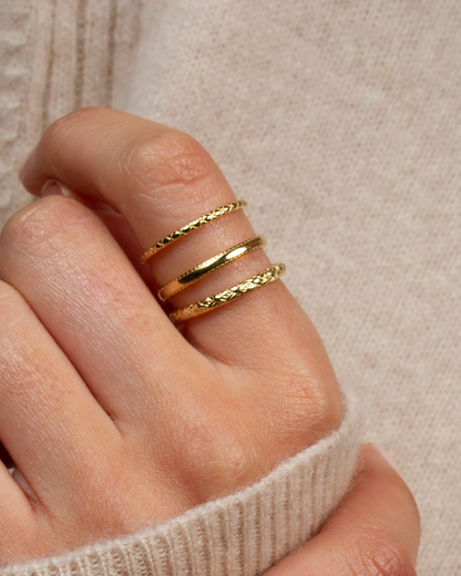 Set of Three Band Rings Gold