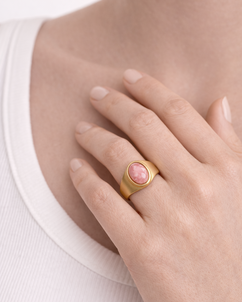 Rhodocrosite Gold Ring