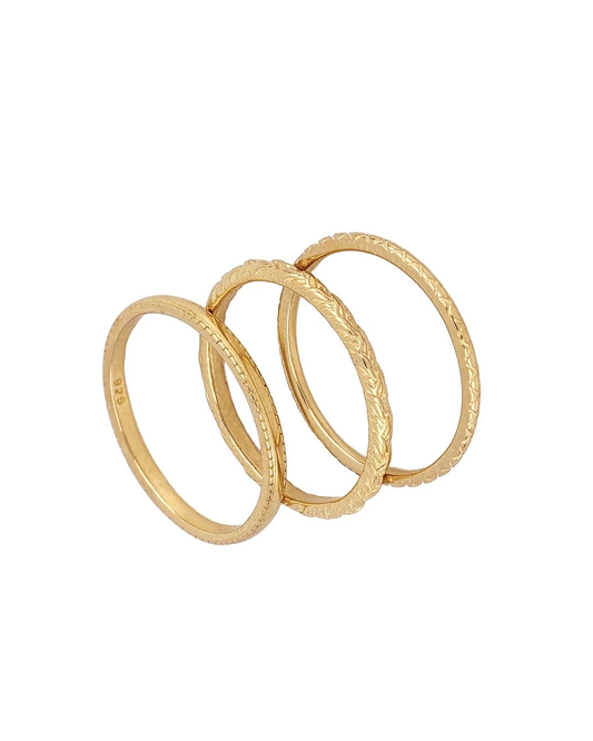 Set of Three Band Rings Gold