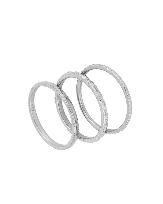 Set of Three Band Rings Silber
