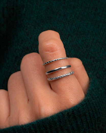 Set of Three Band Rings Silver