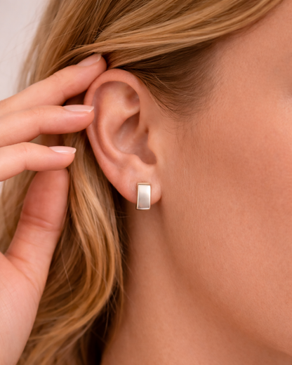 Huggie Square Hoops Silver