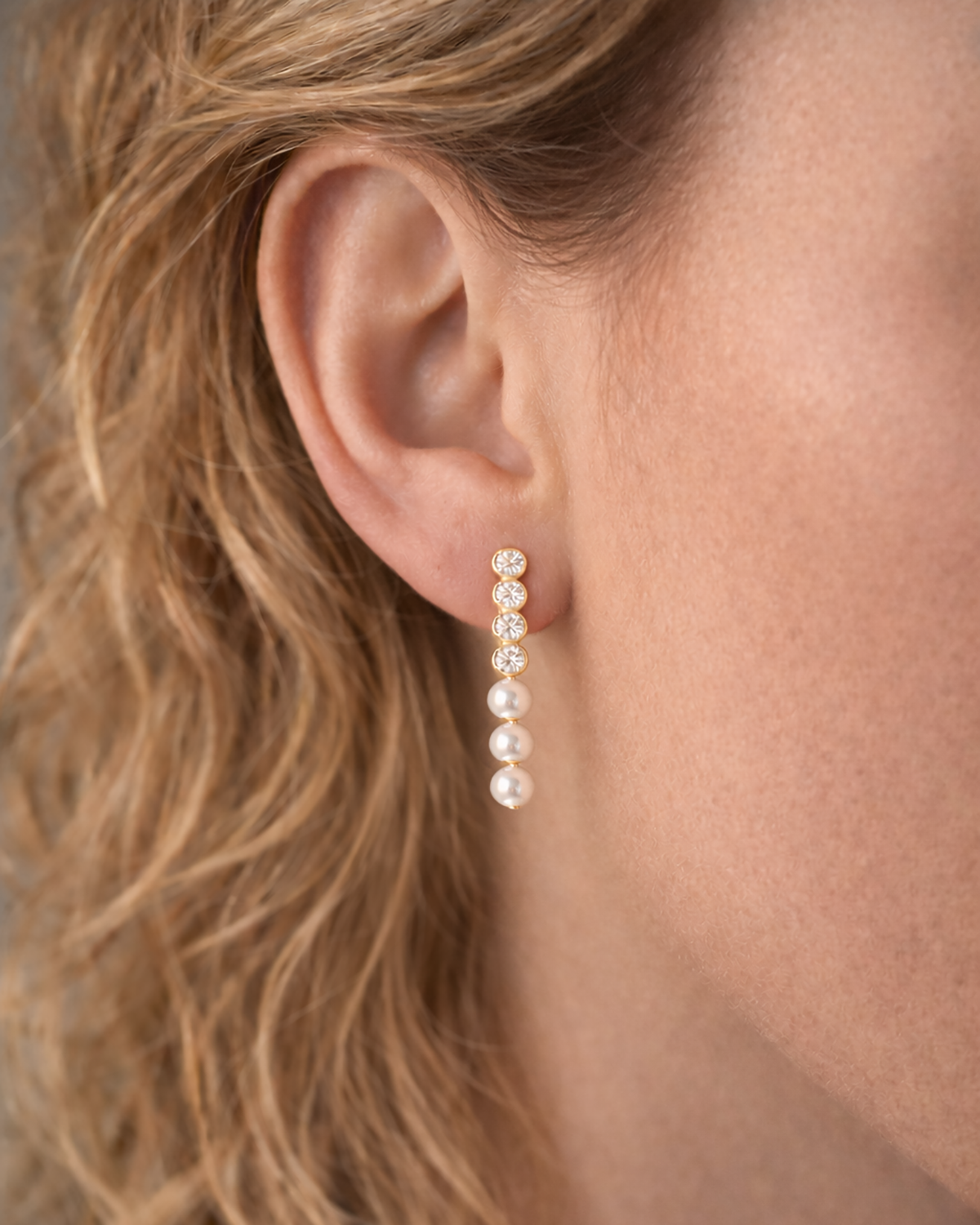 Three Pearl Drop Gold