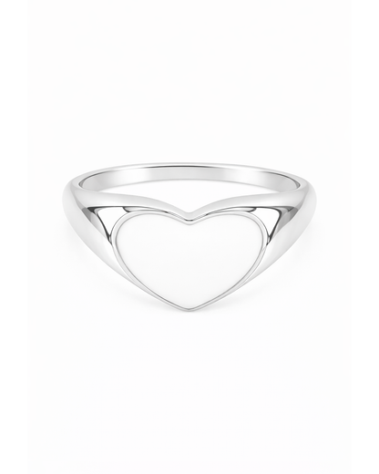White Heart Signet Silber