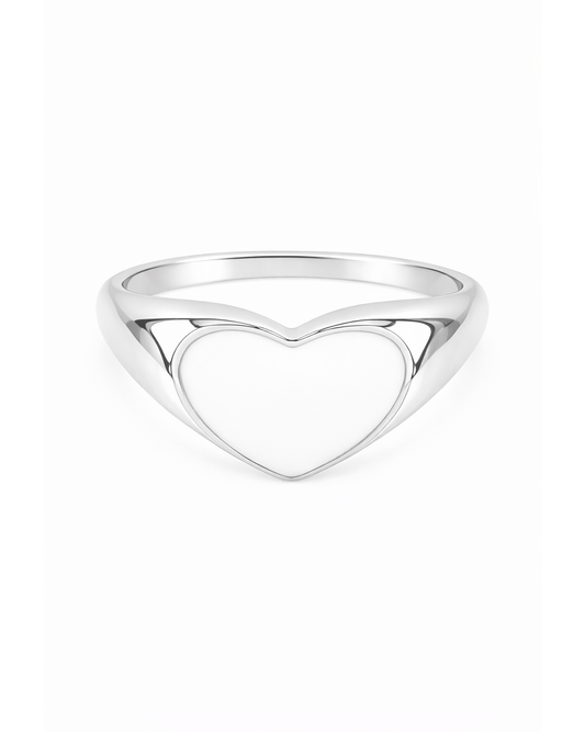 White Heart Signet Silber